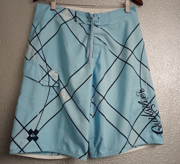 Quicksilver Blue Swim Trunks/Board Shorts Size 30 - Picture 1 of 5